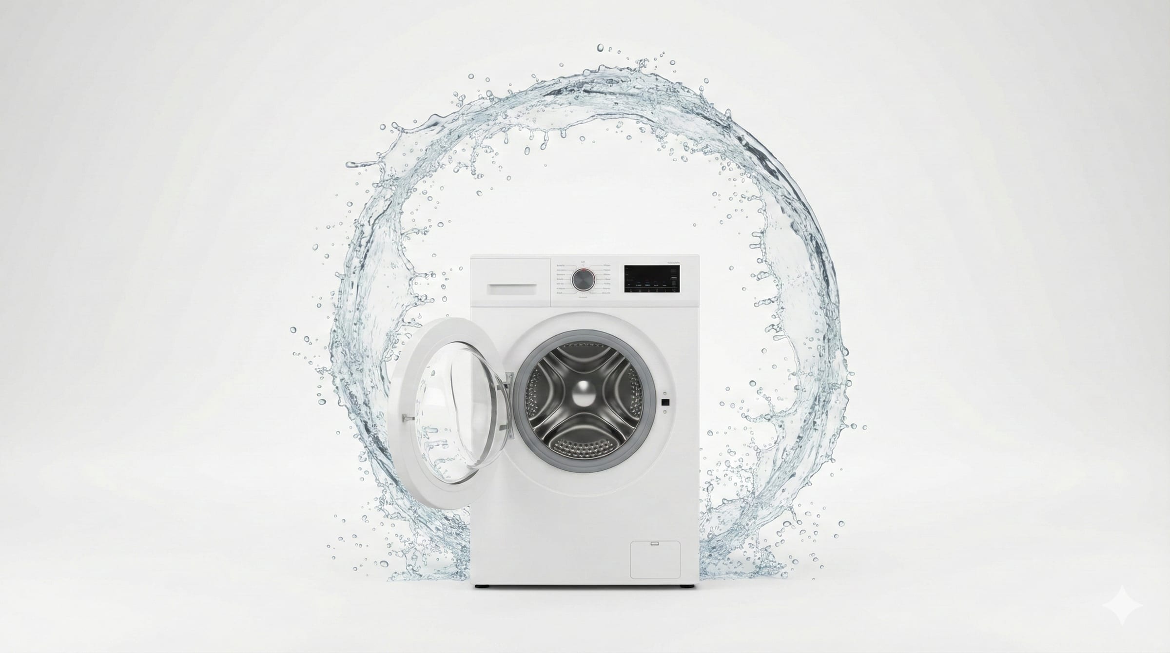 洗濯機と水しぶきのイメージ